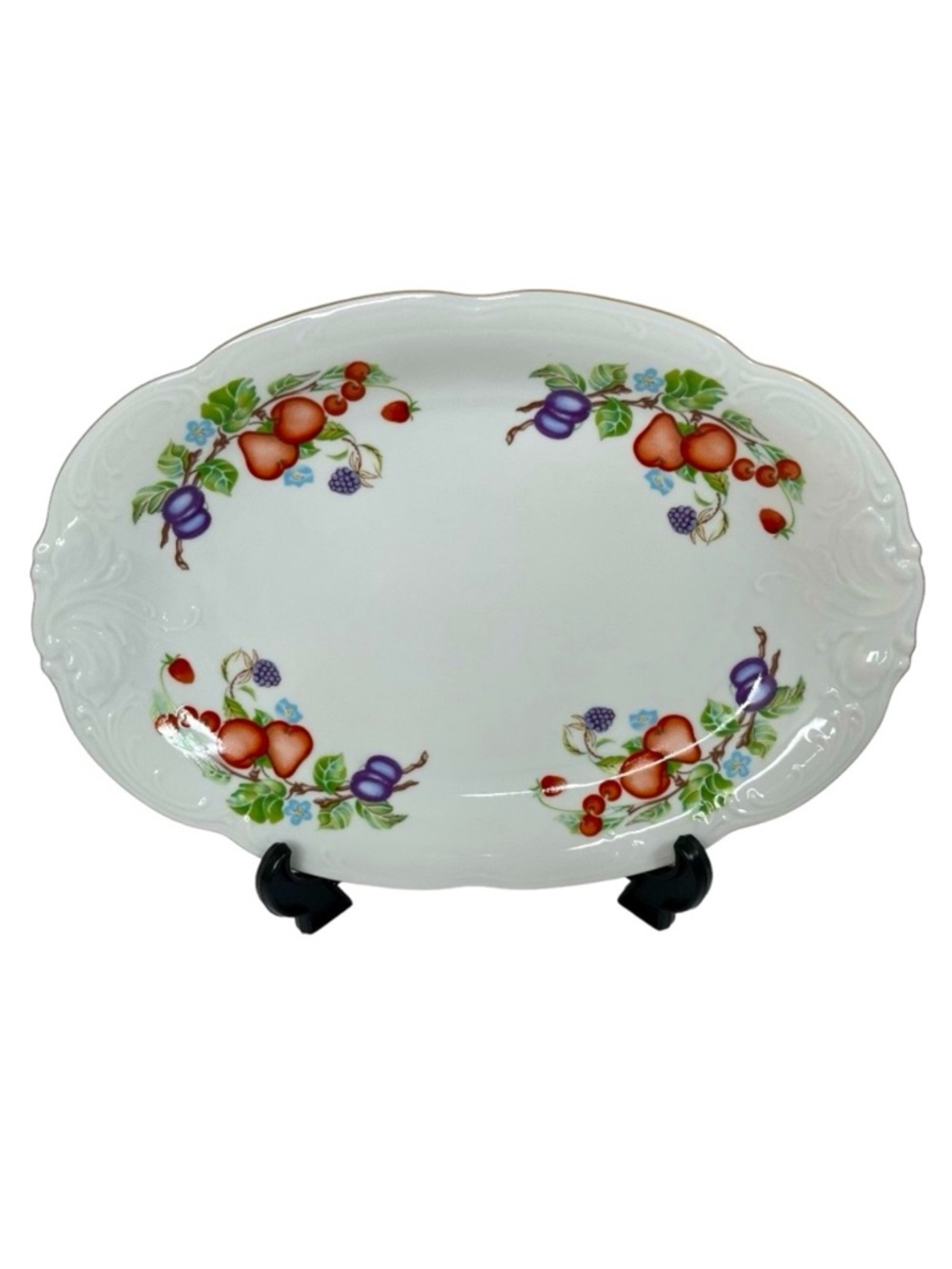 Royal Kent Collection Porcelain Oval Serving Platter Fruit Garland Poland Vintag